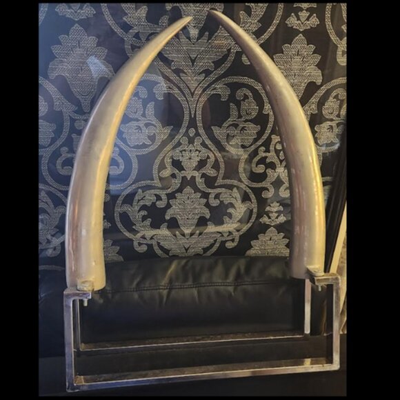 Source Unknown Cream and Silver Arch Sculpture